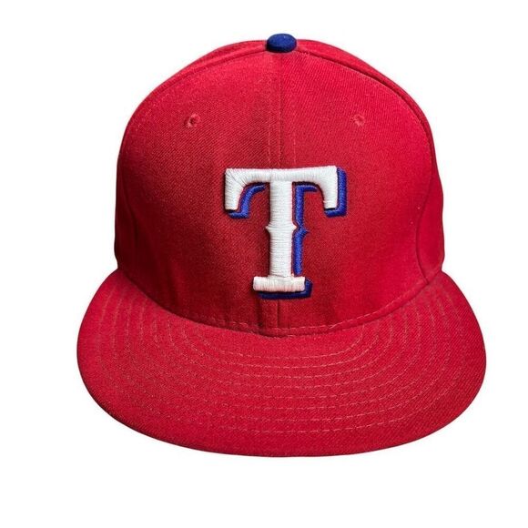 Vintage Texas Rangers New Era 59FIFTY Fitted Hat Red Size 7 3/8 MLB - Picture 1 of 6